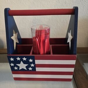 New American Flag Silverware/Napkin Caddy